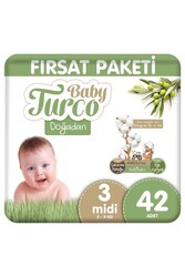 BABY TURCO - Baby Turco Baby Turco Doğadan Fırsat Paketi Bebek Bezi 3 Numara Midi 42 Adet