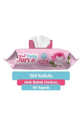 BABY TURCO - Baby Turco Gül Kokulu Islak Bebek Havlusu 90 Adet