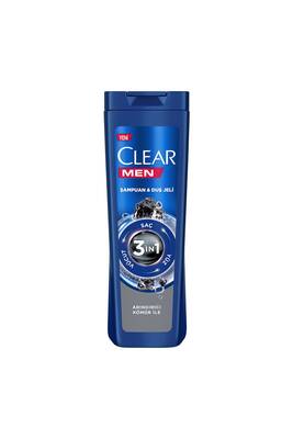 CLEAR - Clear Men 3 in 1 Şampuan & Duş Jeli Arındırıcı Kömür Saç Yüz Vücut İçin 350 ML