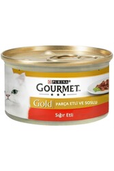 Gourmet - Gourmet Gold Parça Sığır Etli Soslu Konserve Yetişkin Kedi Maması 85 G