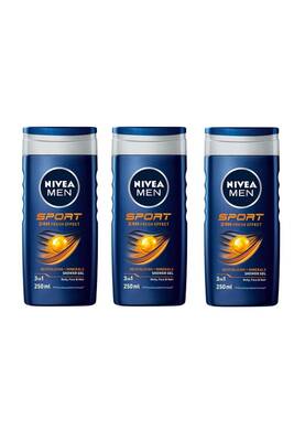 Nivea - Nivea Men Sport Erkek Saç Yüz ve Vücut Yıkama Jeli 3 x 250 ML