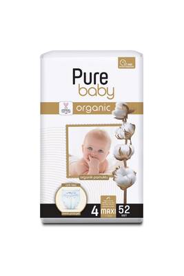 Pure Baby Organik Bebek Bezi 4 Beden Maxi 52'li Jumbo Paket