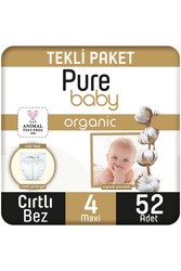 Pure Baby - Pure Baby Organik Bebek Bezi 4 Beden Maxi 52'li Jumbo Paket