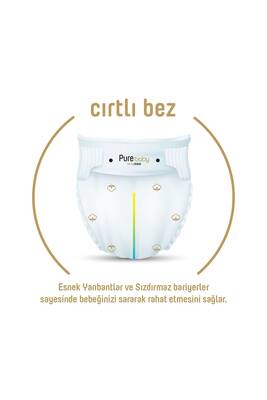 Pure Baby Organik Pamuklu Cırtlı Bez 3'lü Paket 2 Numara Mini 204 Adet