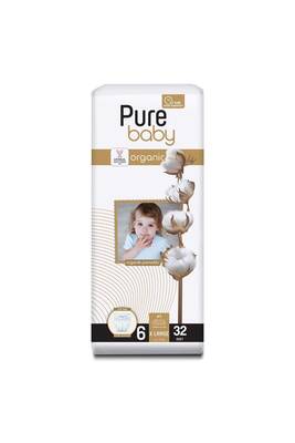 Pure Baby Organik Pamuklu Cırtlı Bez Tekli Paket 6 Numara Xlarge 32 Adet