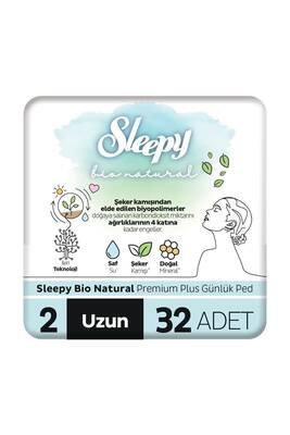 Sleepy Bio Natural Premium Plus Günlük Ped Uzun Ped 32 Adet