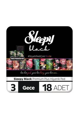 SLEEPY - Sleepy Black Premium Plus Hijyenik Ped Gece 18 Adet Ped
