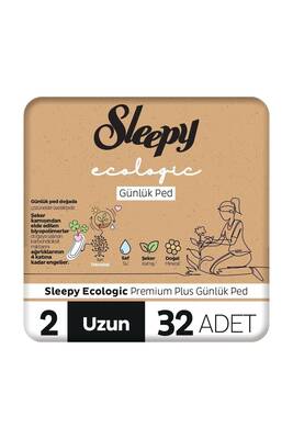 Sleepy Ecologic Premium Plus Günlük Ped Uzun Ped 32 Adet
