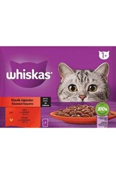 Whiskas - Whiskas Klasik Öğünler Sos İçinde Sığırlı ve Tavuklu Yetişkin Kedi Maması 4 x 85 G